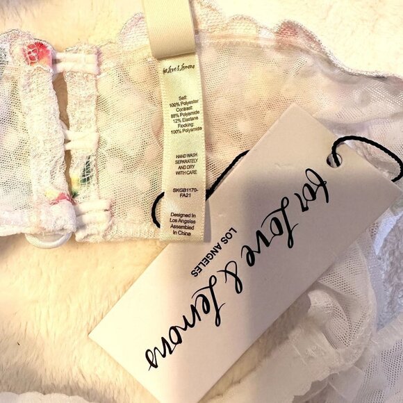 NWT For Love & Lemons White with Rainbow Floral Garter Belt - Extra Small - Picture 4 of 7